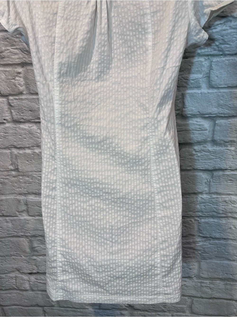 VTG Y2K Inscene White V-Neck Seersucker Cap Sleeve Mini Dress - Medium - Picture 10 of 15